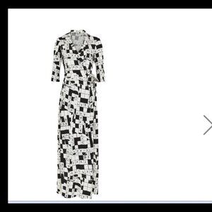 DVF Abigail Crossword Puzzle Silk Maxi Dress in Dvf 50Th  size10 NWT